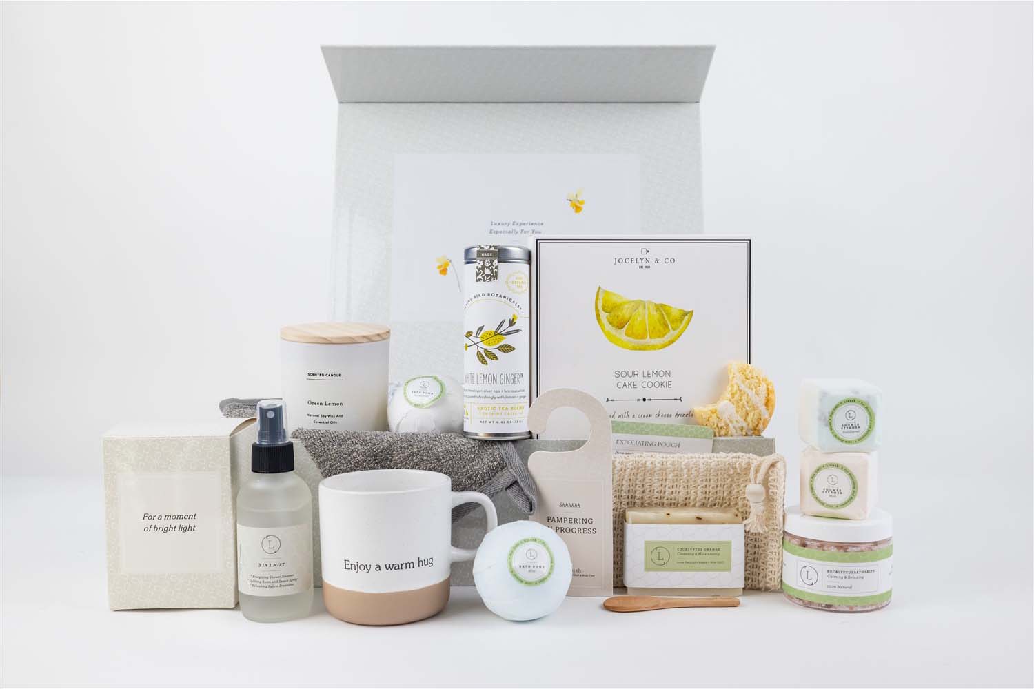 The Ultimate Get Well Gift Box | 16-Piece All Natural Care Package | Eucalyptus, Mint, Tea & More | Lizush