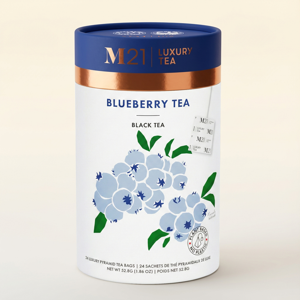 Blueberry Luxury Black Tea | Whole Leaf | Wild Blueberry | 24 Compostable Pyramid Bags | Made in Canada | M21