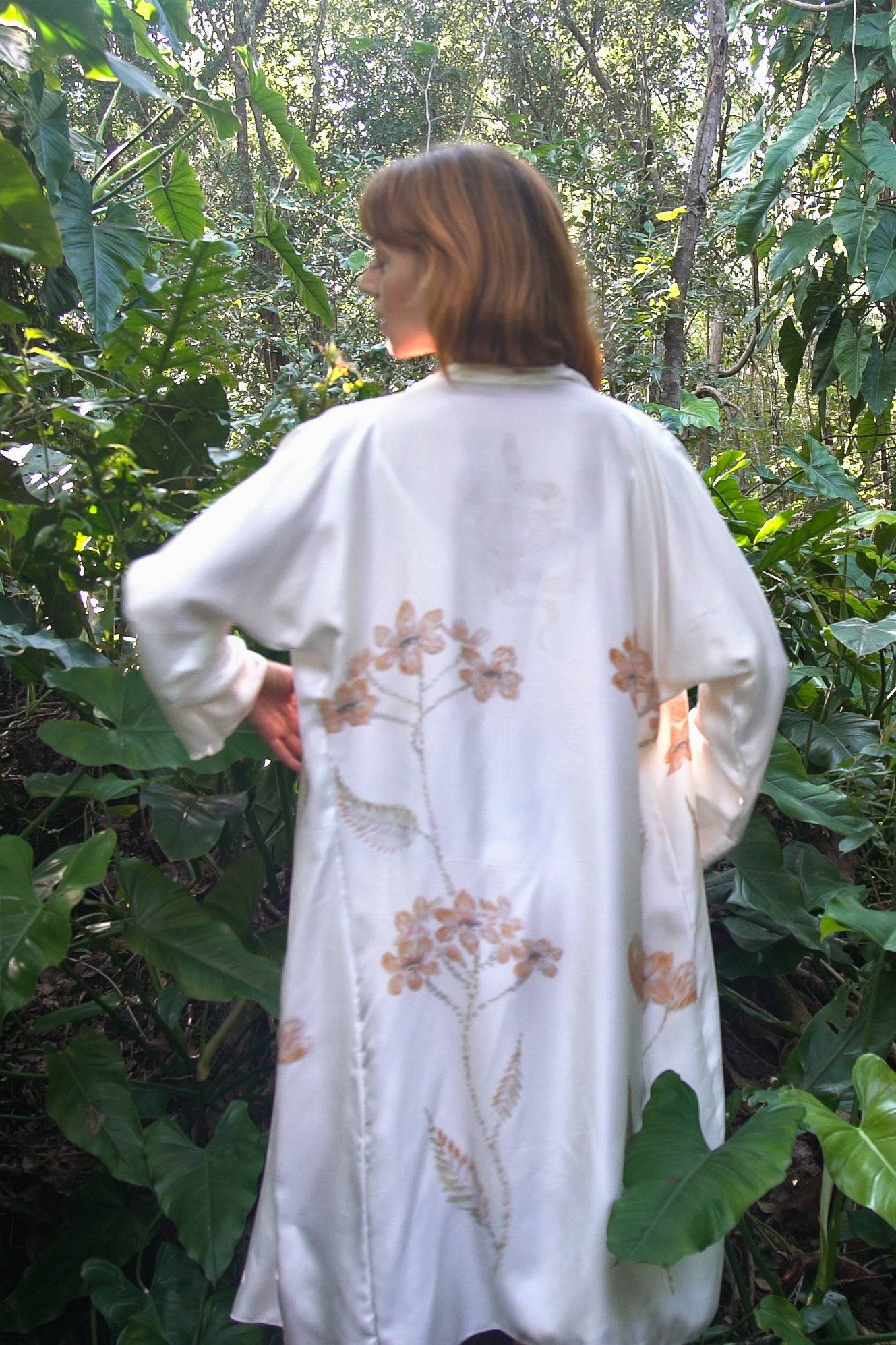 The Rigel Silk Kimono Robe | Azulik Flowers | 100% Satin Silk | OEKO-TEX Certified | Made to Order in Canada | Holding Court