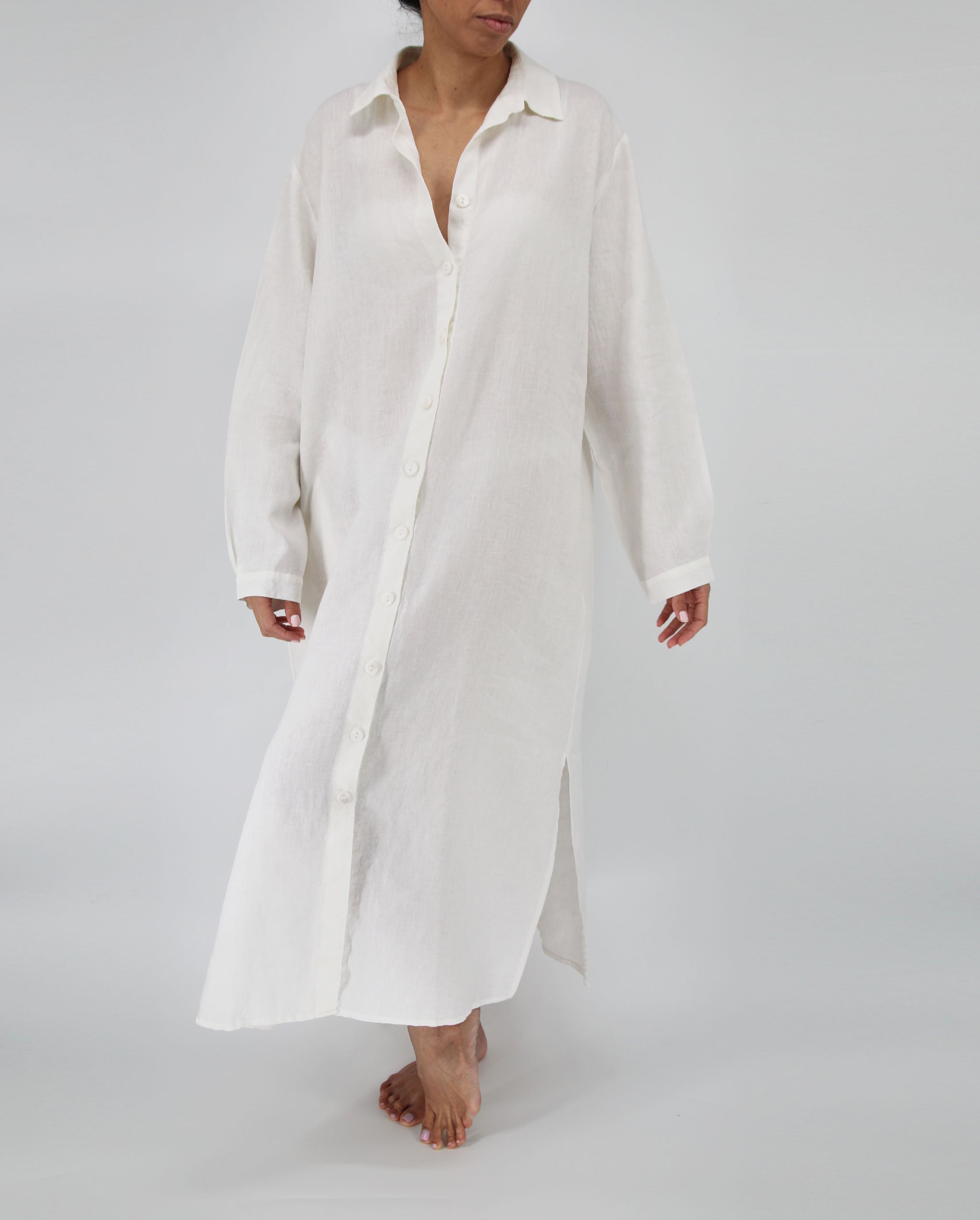 Tala French Linen Maxi Dress | 100% French Linen | Pockets | Buttoned Cuffs | 6 Colors | S-L