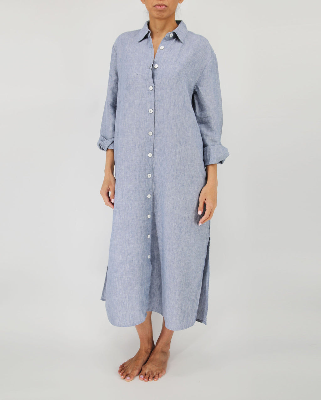Tala French Linen Maxi Dress | 100% French Linen | Pockets | Buttoned Cuffs | 6 Colors | S-L