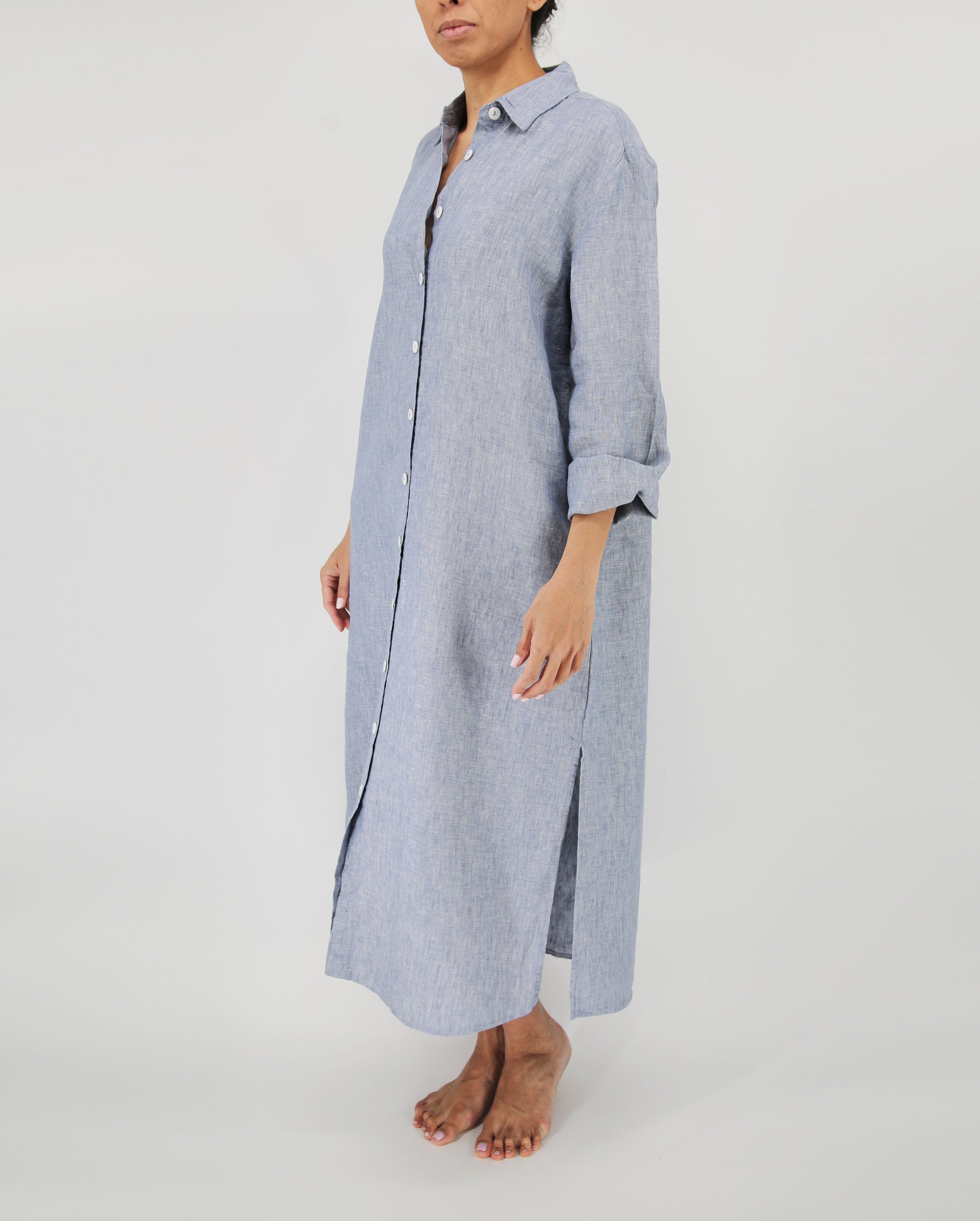 Tala French Linen Maxi Dress | 100% French Linen | Pockets | Buttoned Cuffs | 6 Colors | S-L