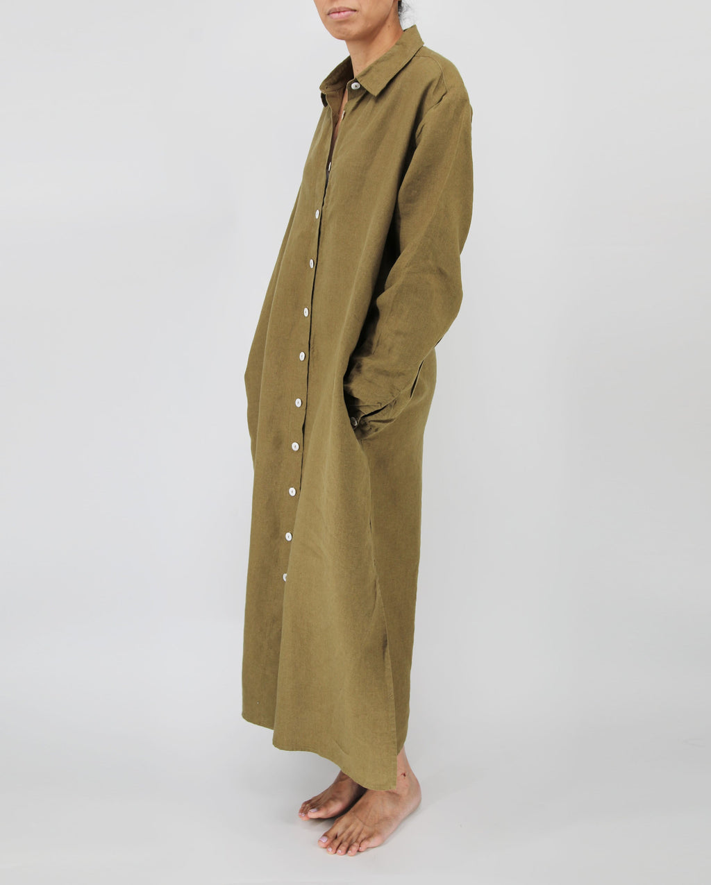 Tala French Linen Maxi Dress | 100% French Linen | Pockets | Buttoned Cuffs | 6 Colors | S-L