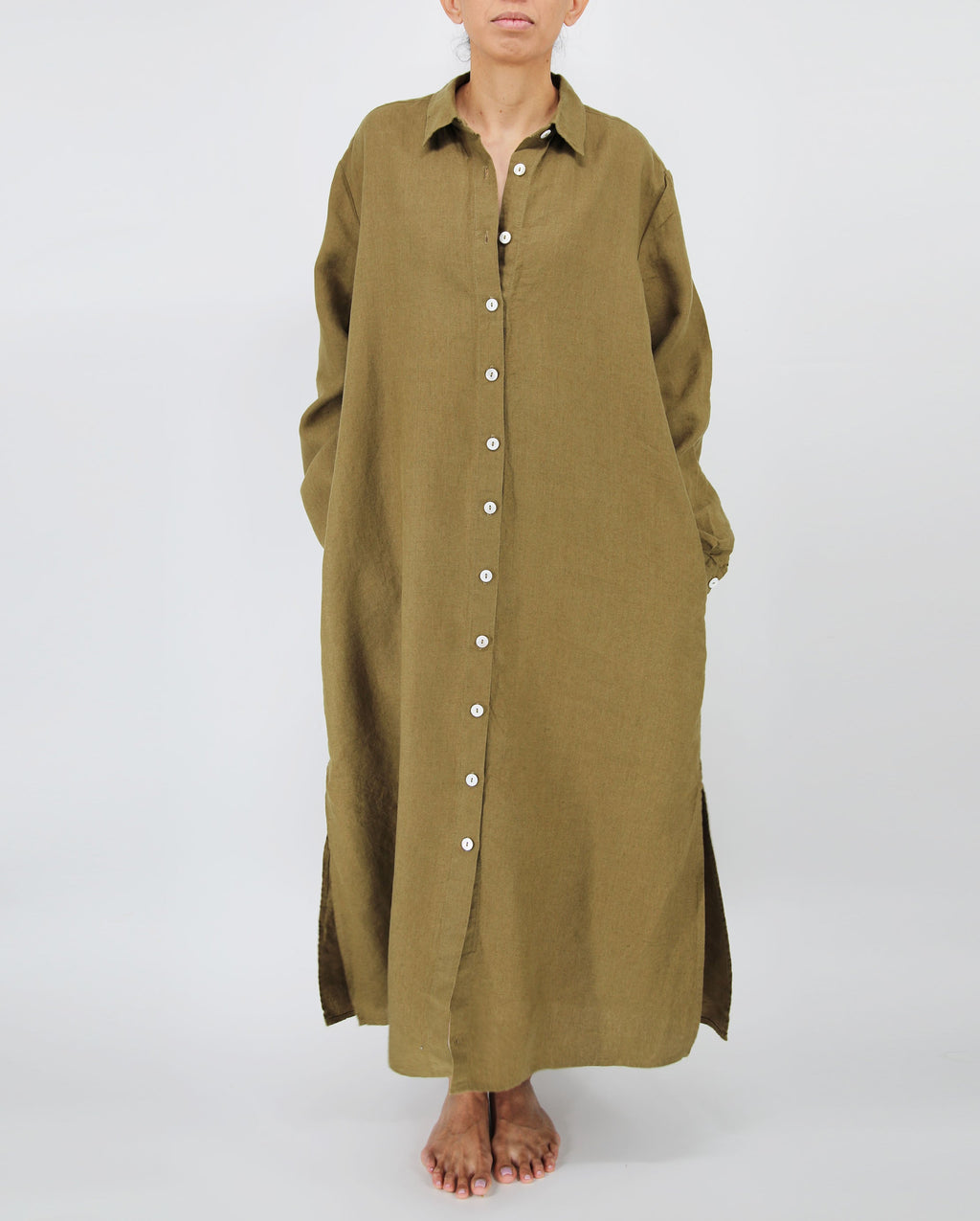 Tala French Linen Maxi Dress | 100% French Linen | Pockets | Buttoned Cuffs | 6 Colors | S-L