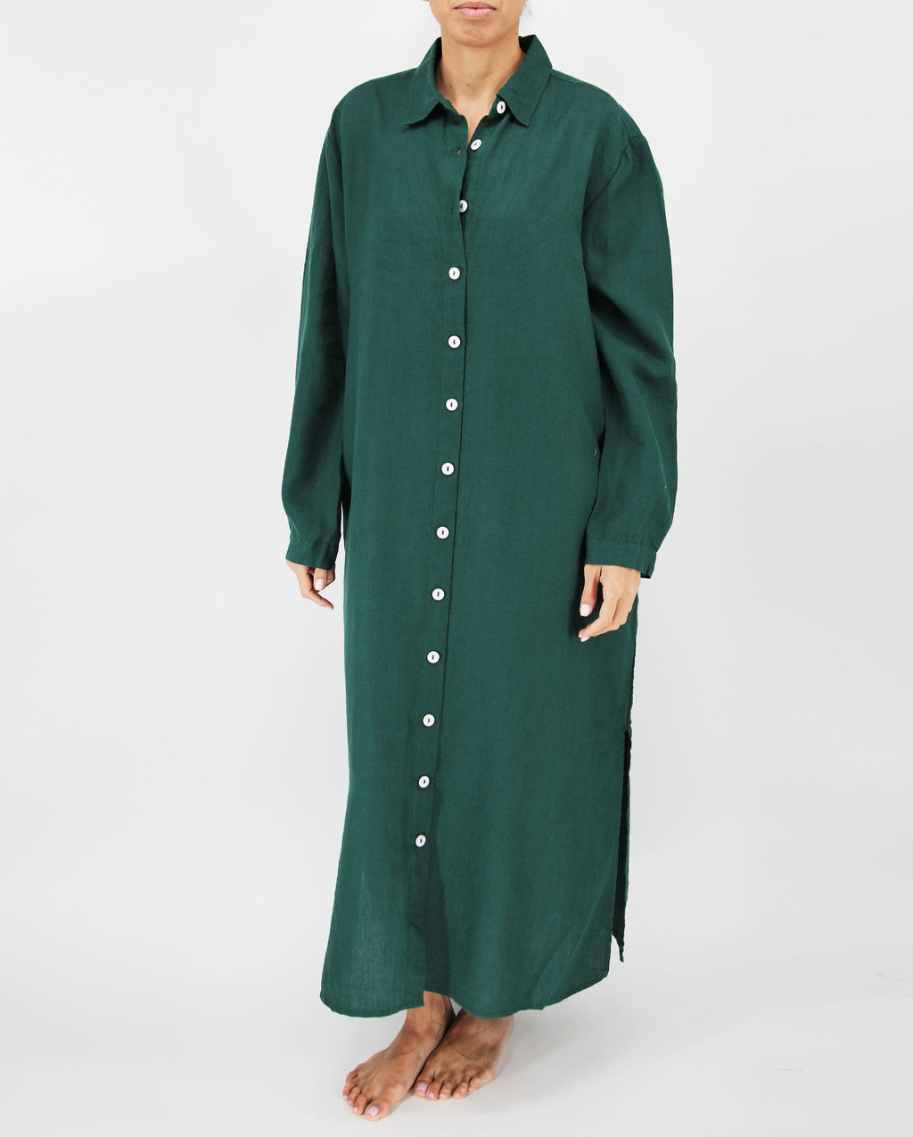 Tala French Linen Maxi Dress | 100% French Linen | Pockets | Buttoned Cuffs | 6 Colors | S-L