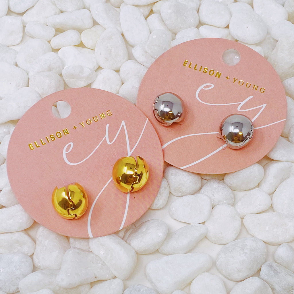 Round Stud Hoop Earrings – Gold & Silver