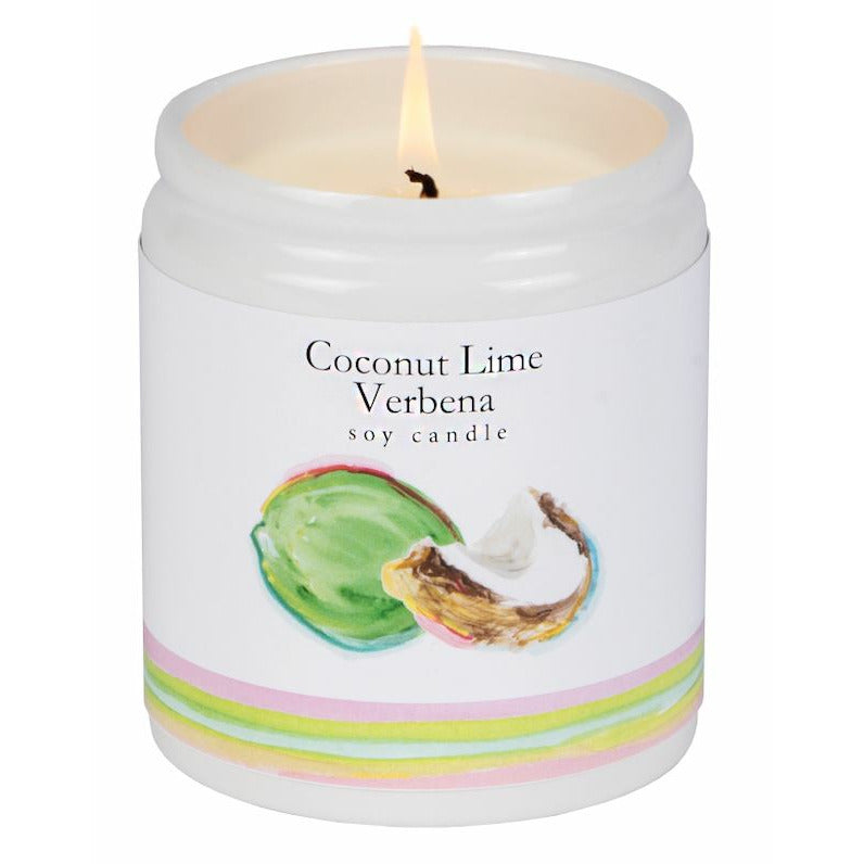 Coconut Lime Verbena Soy Candle | 100% Soy Wax | Reusable Ceramic Jar | 7.5 oz | LiftWorks | HHPLIFT