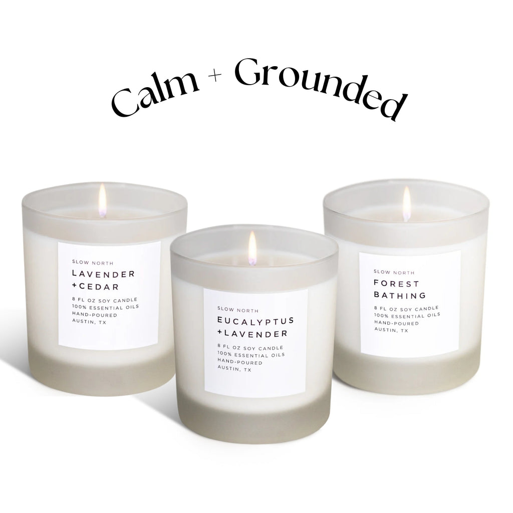 Calm + Grounded Trio | Signature Candle Bundle | Crafted in Austin, Texas | Frosted Glass | Slow North
