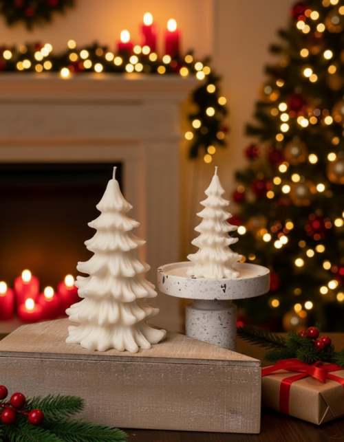 Christmas Tree Cedar Candles | Holiday Decor