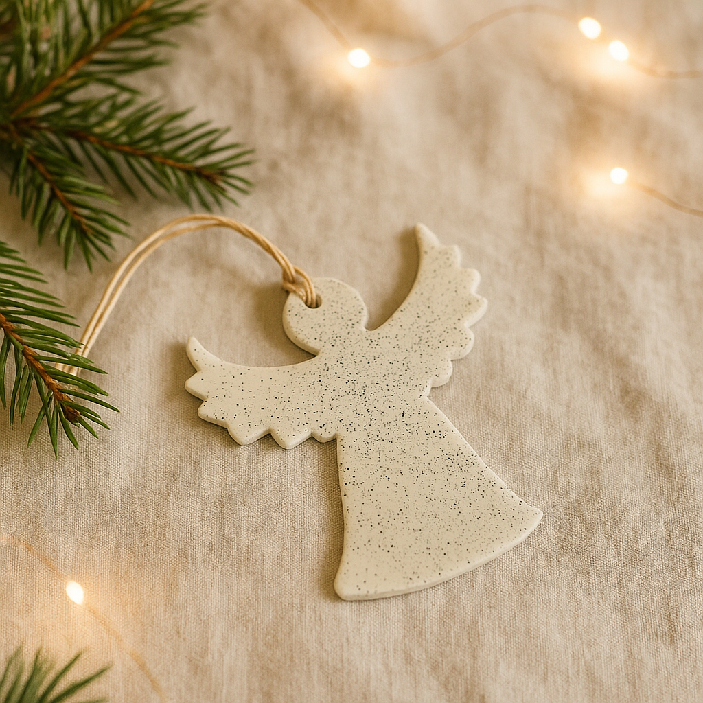 Angel Christmas Ornament Handmade from Clay