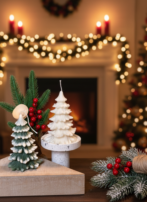 Christmas Tree Cedar Candles | Holiday Decor