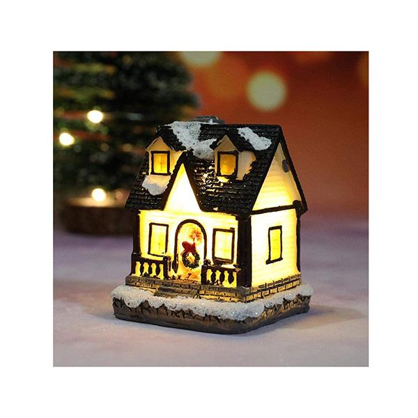 Christmas Resin House with LED Light — Lighted Holiday Village Decor