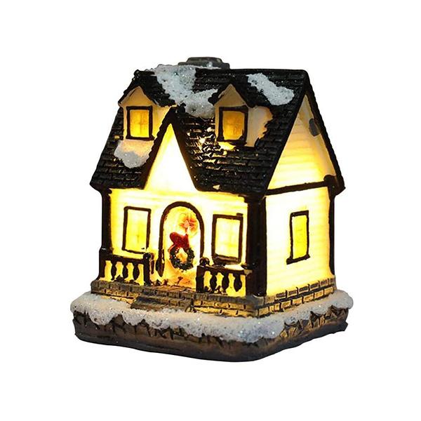 Christmas Resin House with LED Light — Lighted Holiday Village Decor