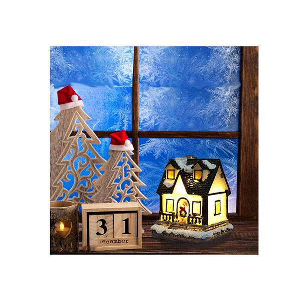 Christmas Resin House with LED Light — Lighted Holiday Village Decor