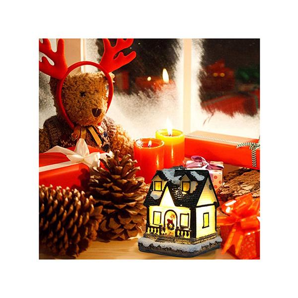 Christmas Resin House with LED Light — Lighted Holiday Village Decor