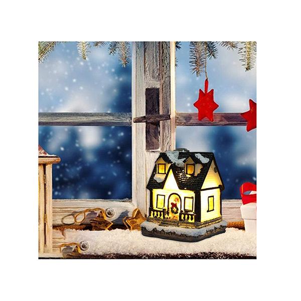 Christmas Resin House with LED Light — Lighted Holiday Village Decor