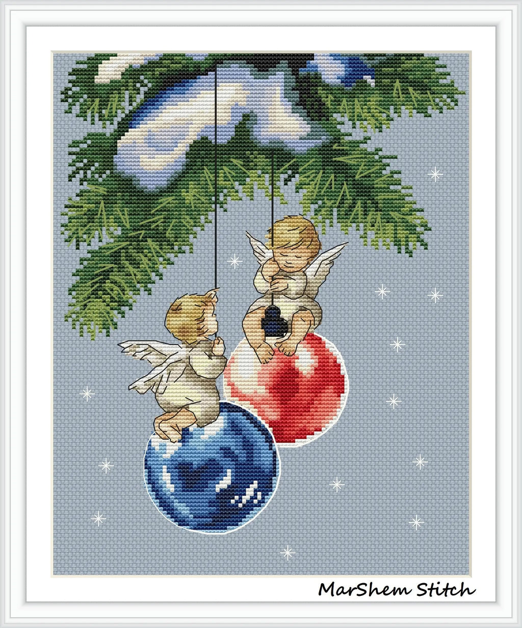 Christmas Tree Angels - PDF Cross Stitch Pattern
