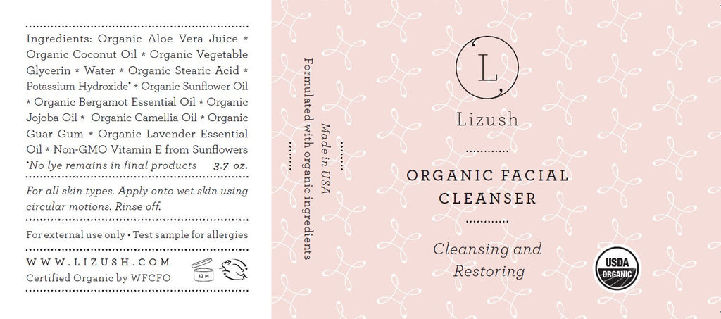 Organic Facial Cleanser with Pure Lavender | Cleansing & Restoring | 4 fl oz | Lizush