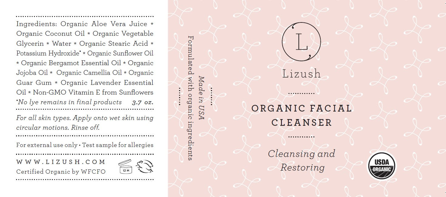 Organic Facial Cleanser with Pure Lavender | Cleansing & Restoring | 4 fl oz | Lizush