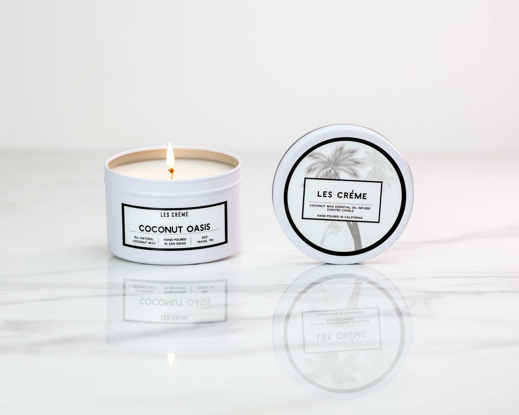 Coconut Oasis | 100% Botanical All Natural Coconut Wax Candle | Toxin-Free | Cotton Wick | Les Crème