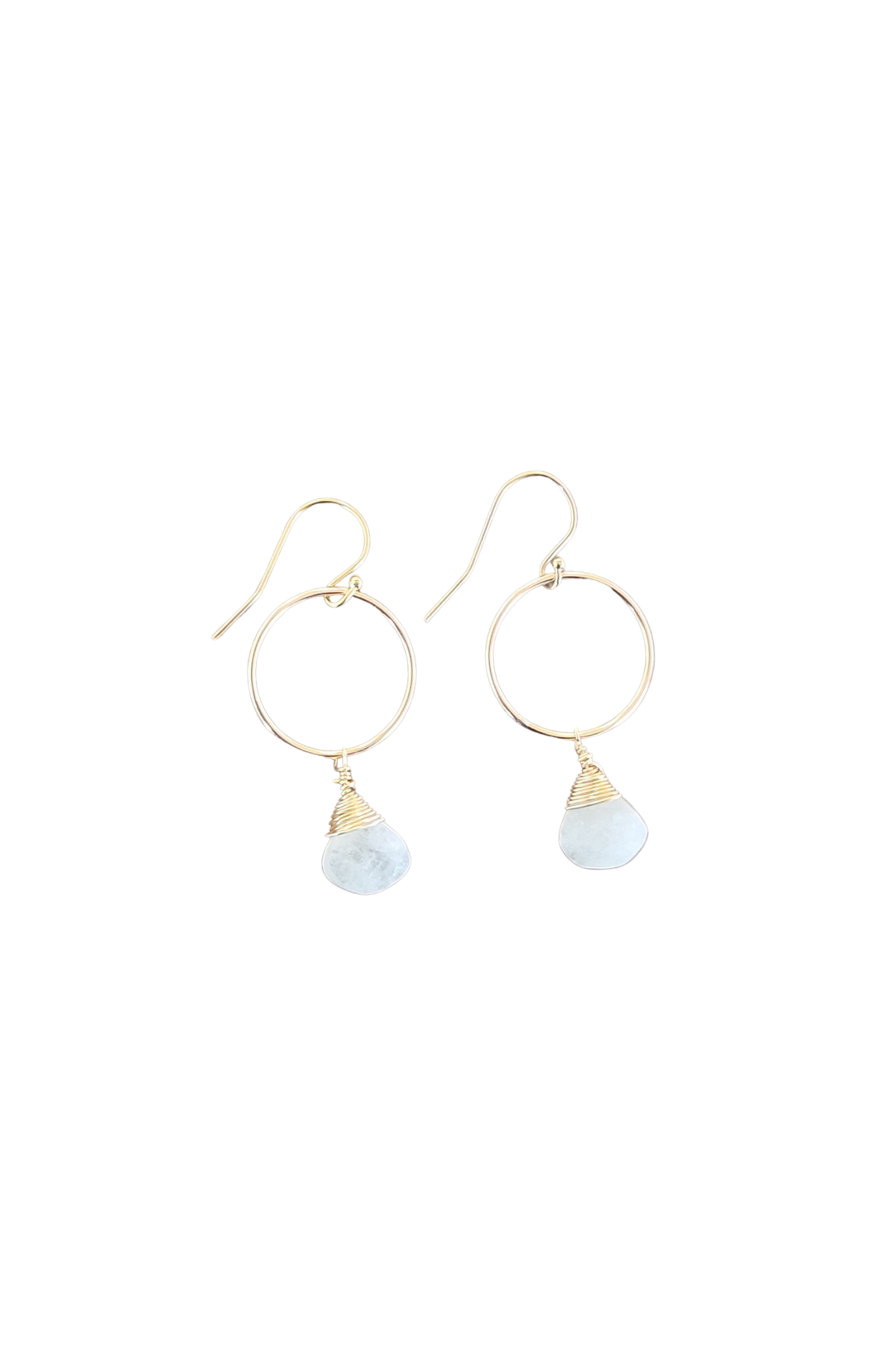 Hand-Wrapped Moonstone Hoop Earrings | 14K Gold Filled & Vermeil