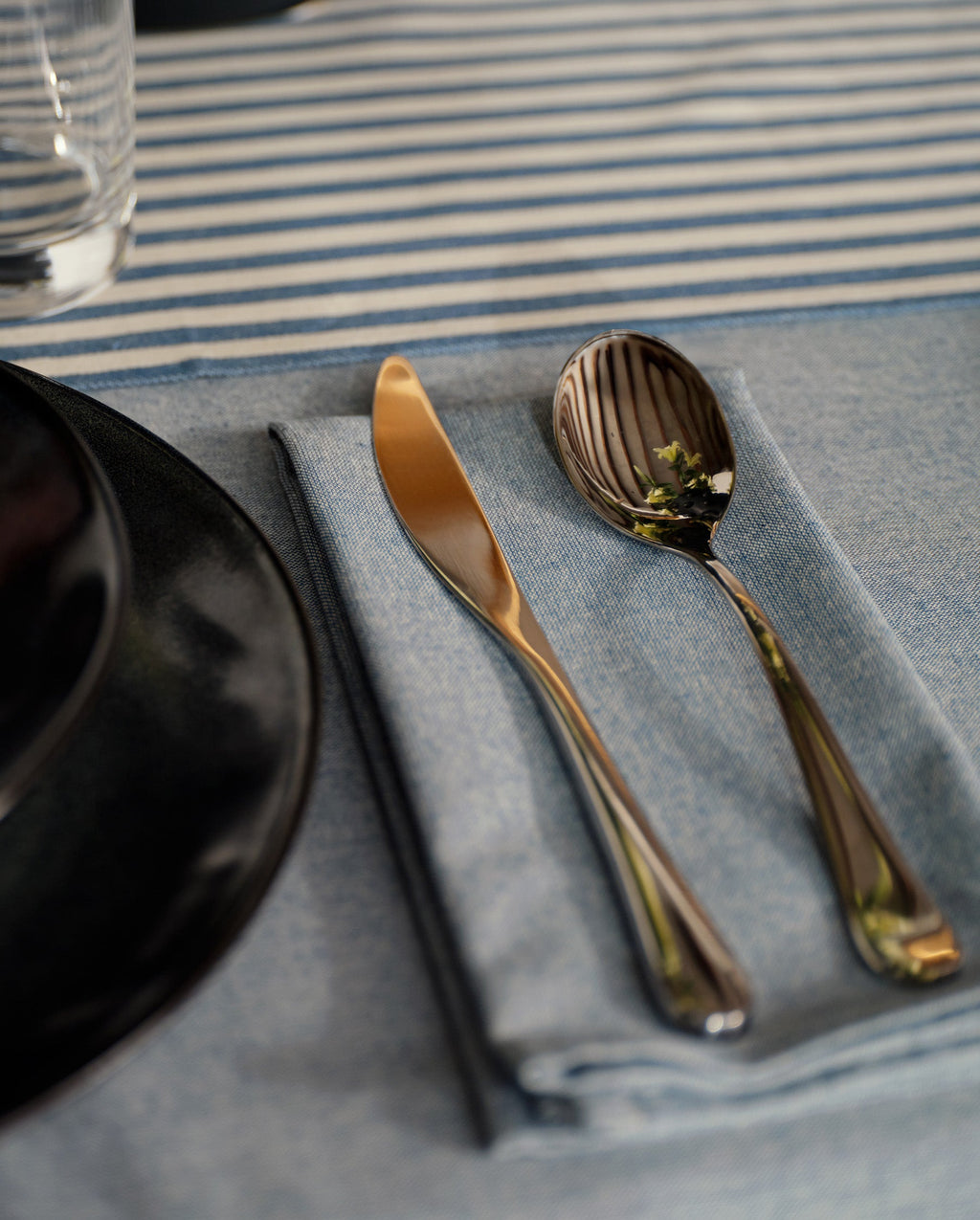 Cotton Tablecloth | 100% Cotton | 3 Sizes | Sage Green | Charcoal | Blue | Solid & Pinstripe | Meema