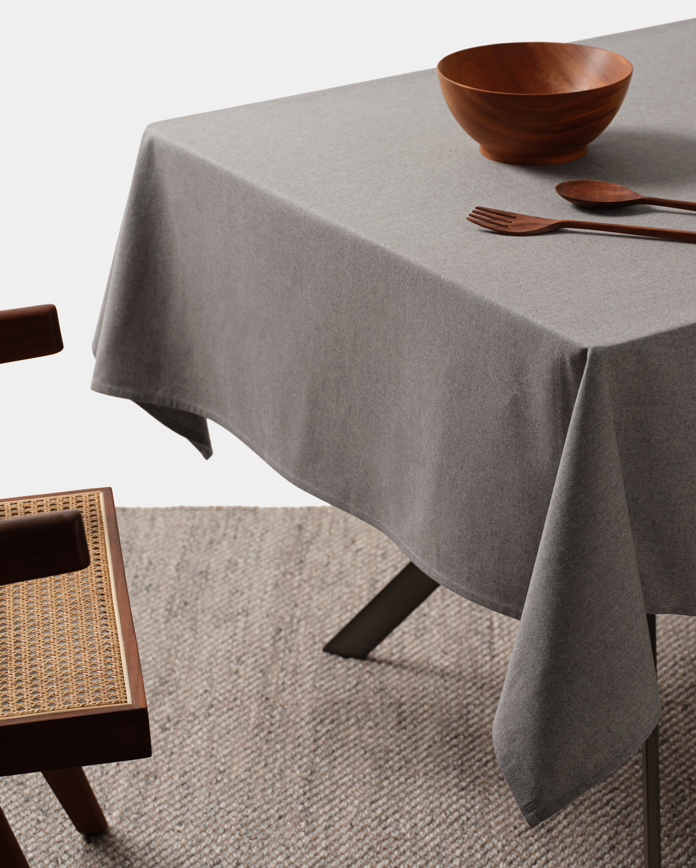 Cotton Tablecloth | 100% Cotton | 3 Sizes | Sage Green | Charcoal | Blue | Solid & Pinstripe | Meema