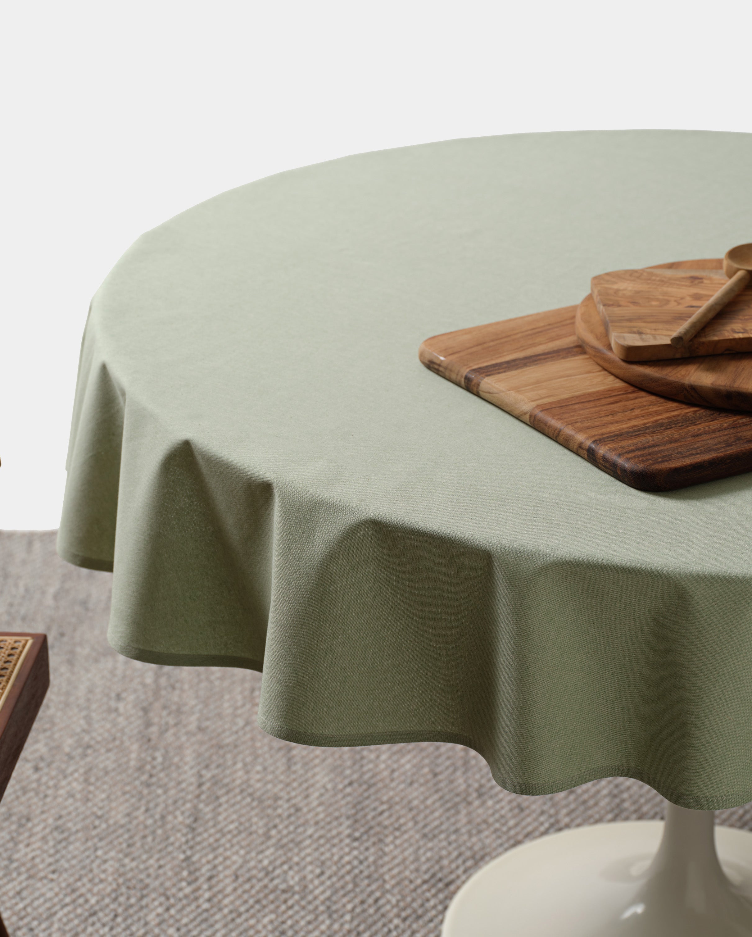 Cotton Tablecloth | 100% Cotton | 3 Sizes | Sage Green | Charcoal | Blue | Solid & Pinstripe | Meema
