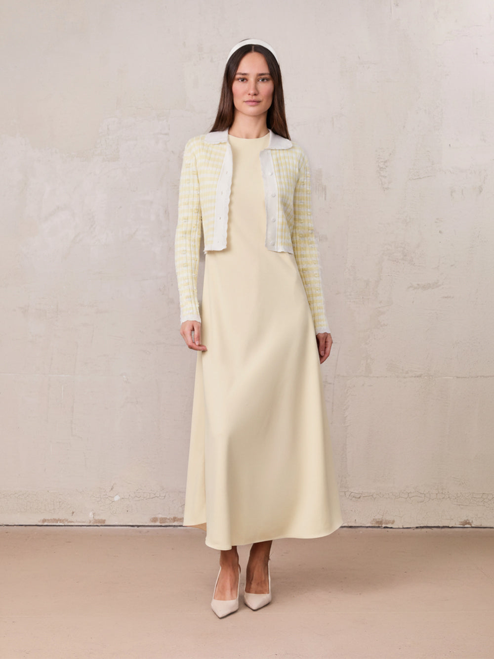 Crepe Slip Dress-Yellow