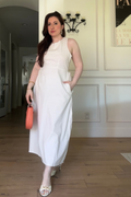 Cross-Back Midi Dress in Eyelet Embroidery | 100% Organic Cotton | Coconut White | Pockets | XS–3XL | Reistor