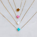 18K Gold Plated Natural Stone Cross Necklace | So Very Blessed Collection