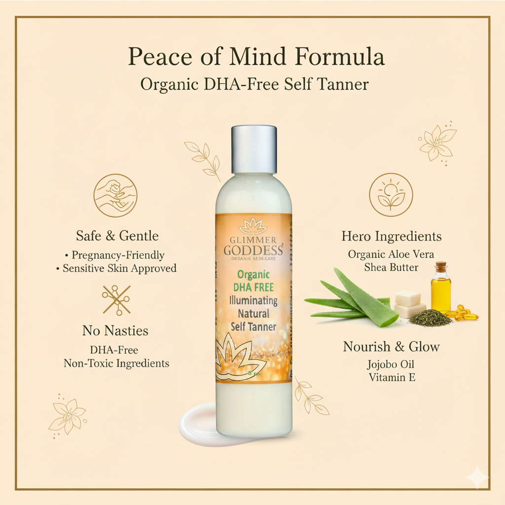Organic DHA-Free Self Tanner | Streak-Free | Erythrulose | Sensitive Skin | Gradual Glow | Handcrafted in Texas | 4 oz & 8 oz