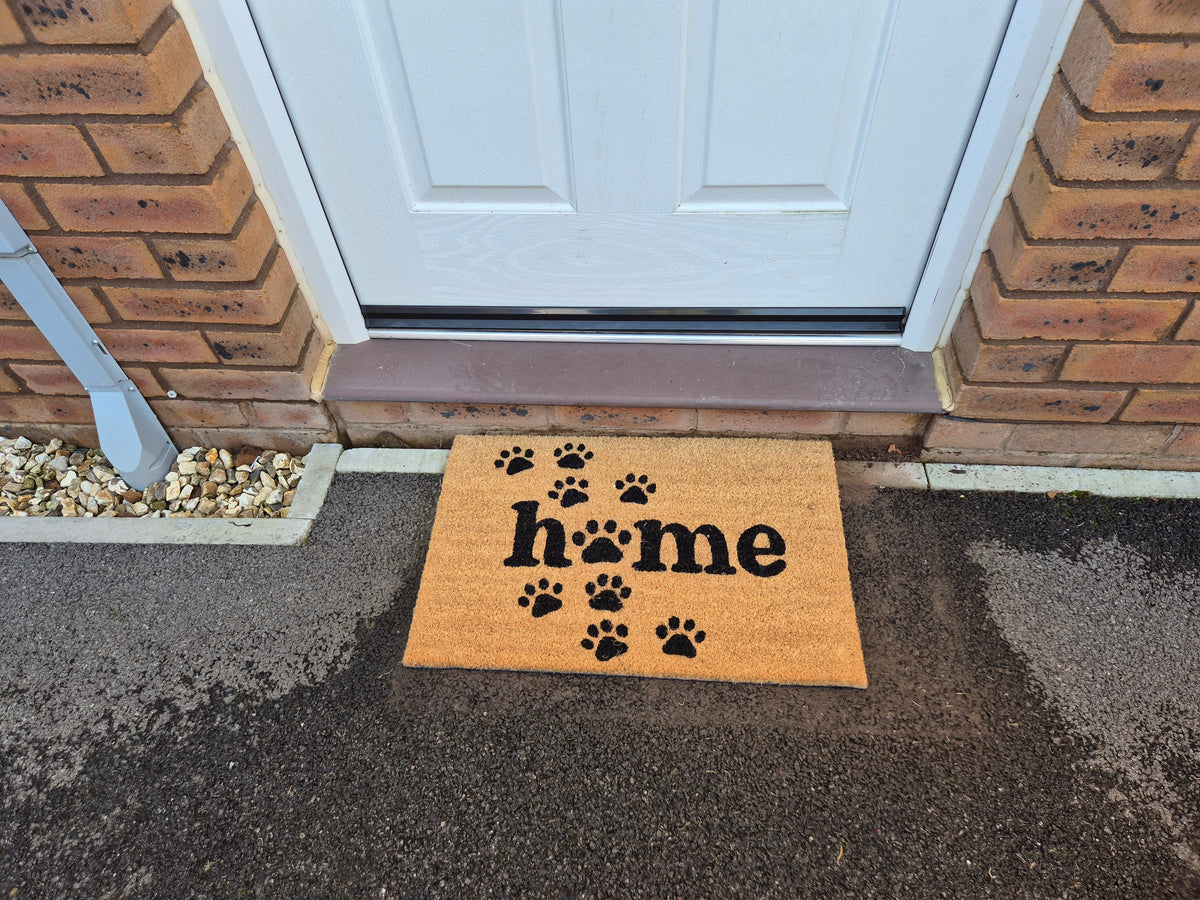 Coir Doormat, 60cm x 40cm - 'Home' (Paws)
