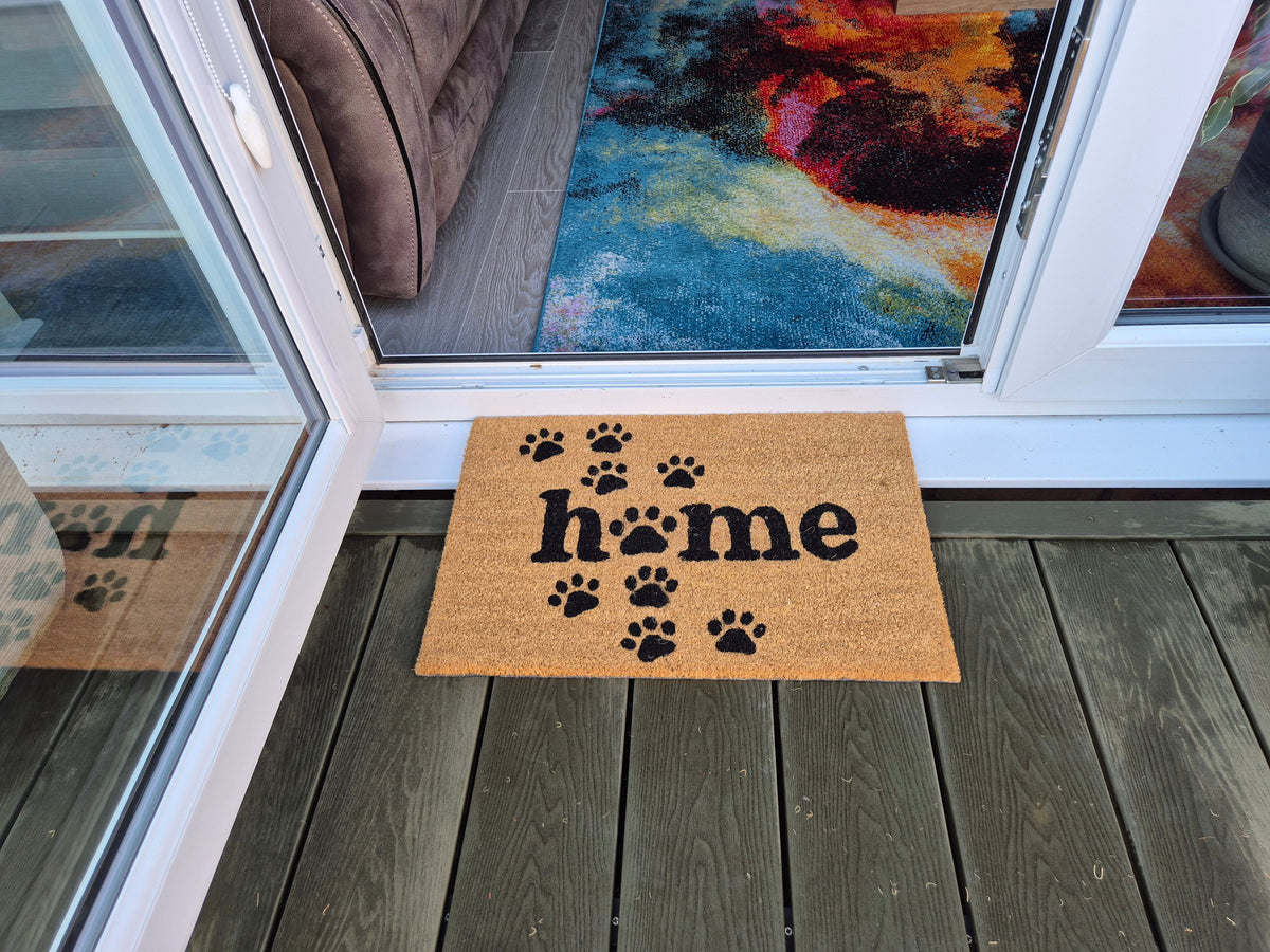 Coir Doormat, 60cm x 40cm - 'Home' (Paws)