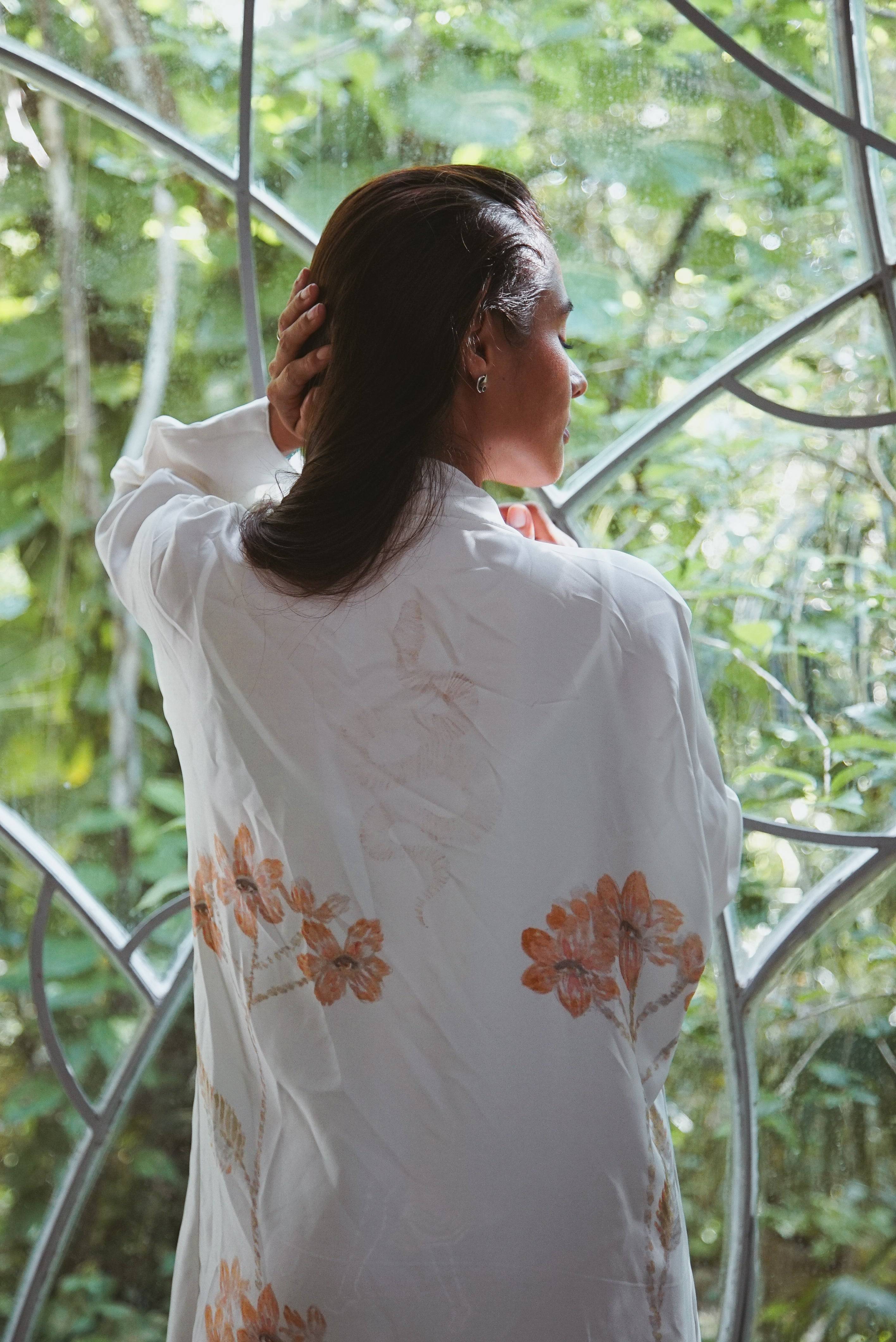 The Rigel Silk Kimono Robe | Azulik Flowers | 100% Satin Silk | OEKO-TEX Certified | Made to Order in Canada | Holding Court