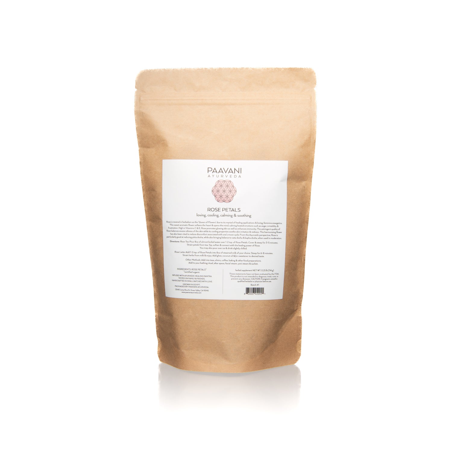 Organic Egyptian Rose Petals | Certified Organic | Rose Tea, Lattes & Bath Rituals | PAAVANI