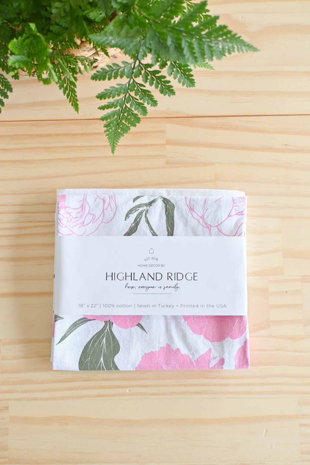 Peony Tea Towel | Soft Watercolor Art | 98% Cotton | Made in USA | Fair-Trade | Highland Ridge Decor