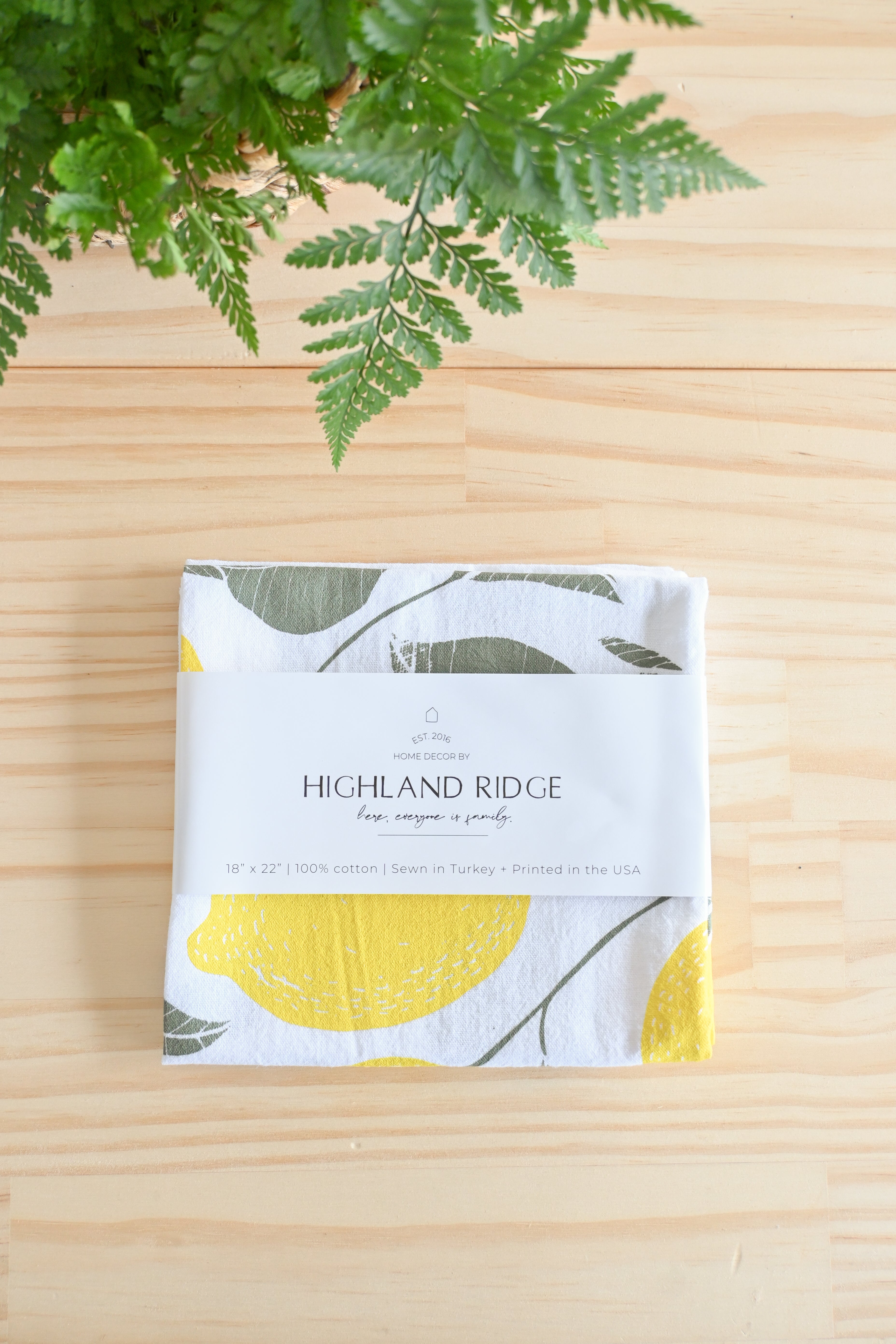 Lemon Tea Towel | Watercolor Art | 100% Cotton | Hanging Loop | Made in USA | Fair-Trade | Highland Ridge Decor