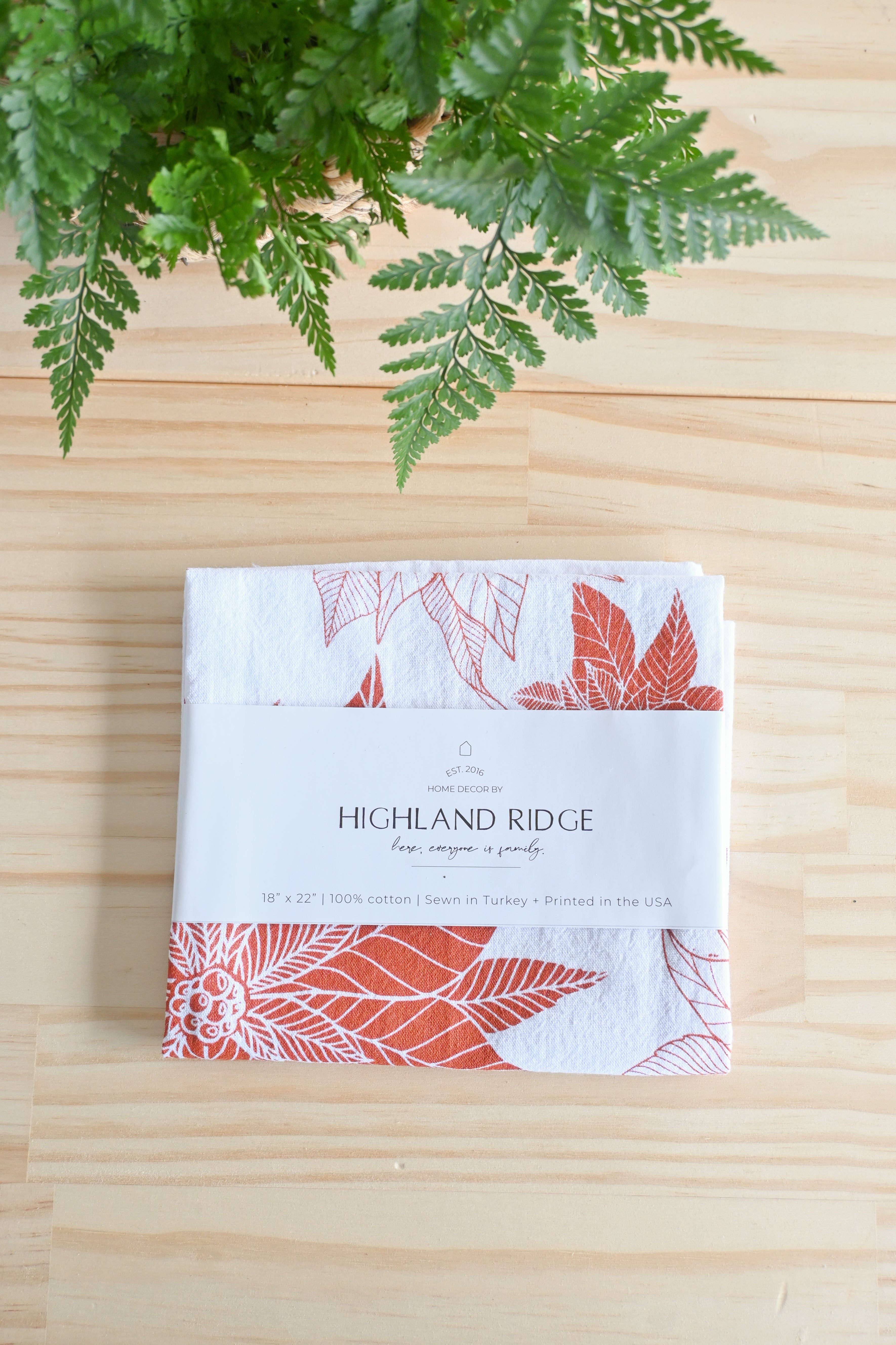 Poinsettia Tea Towel | Watercolor Art | 100% Cotton | Hanging Loop | Made in USA | Fair-Trade | Highland Ridge Decor
