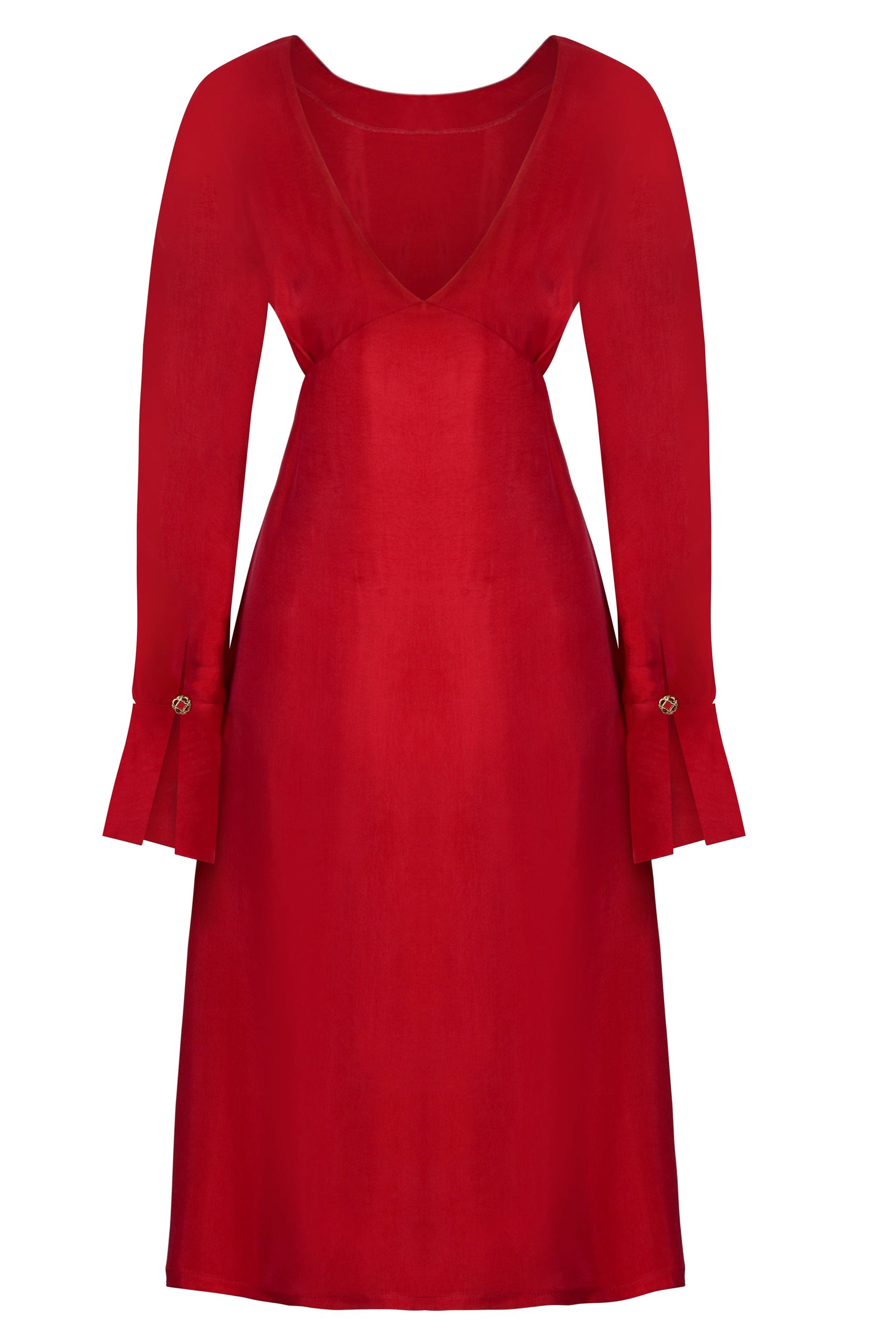 Long Sleeve Red Midi Dress