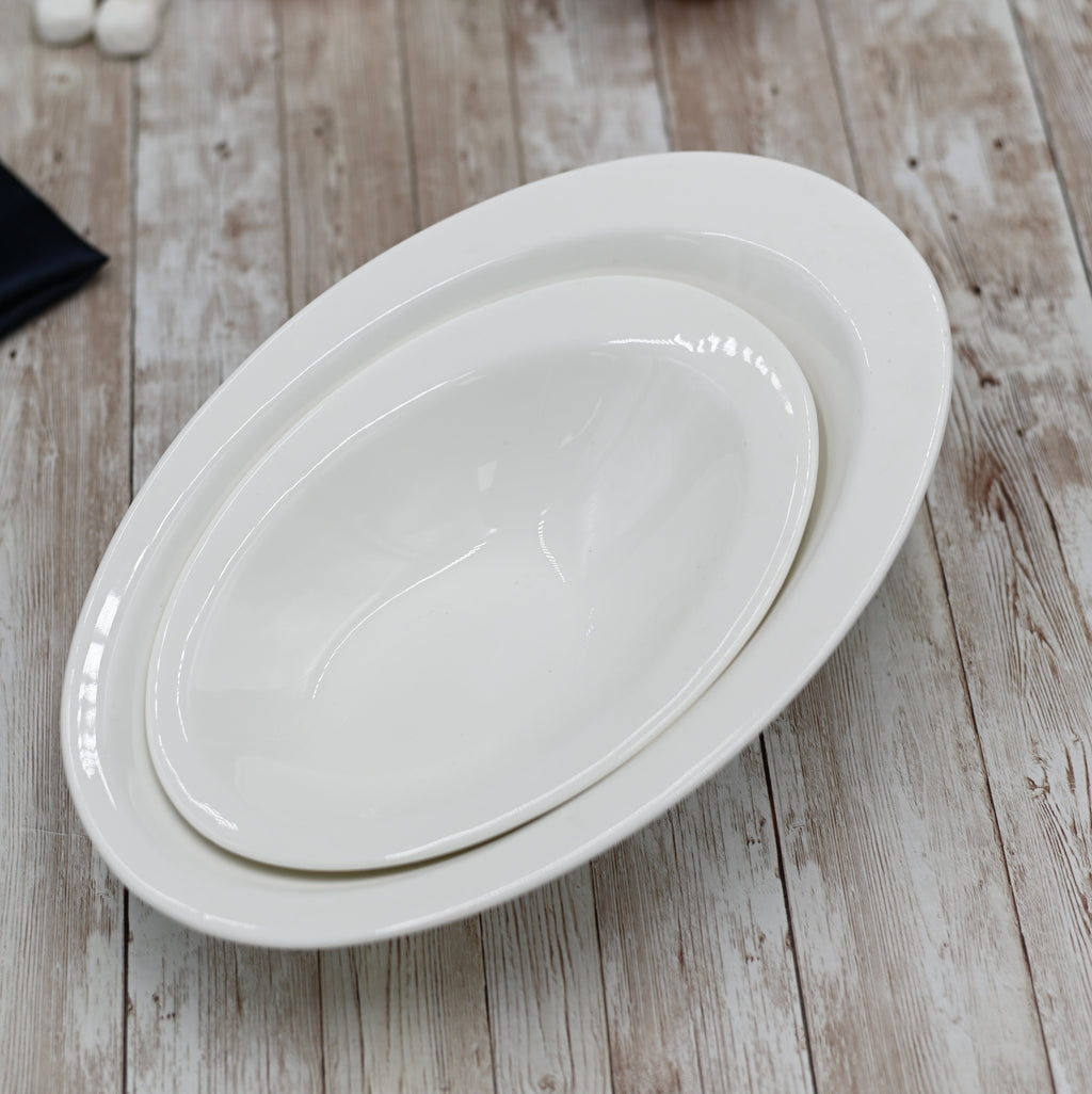 White Caesar Salad Bowl | 8.5" x 6" | Fine Porcelain | Oven Safe to 572°F | WILMAX