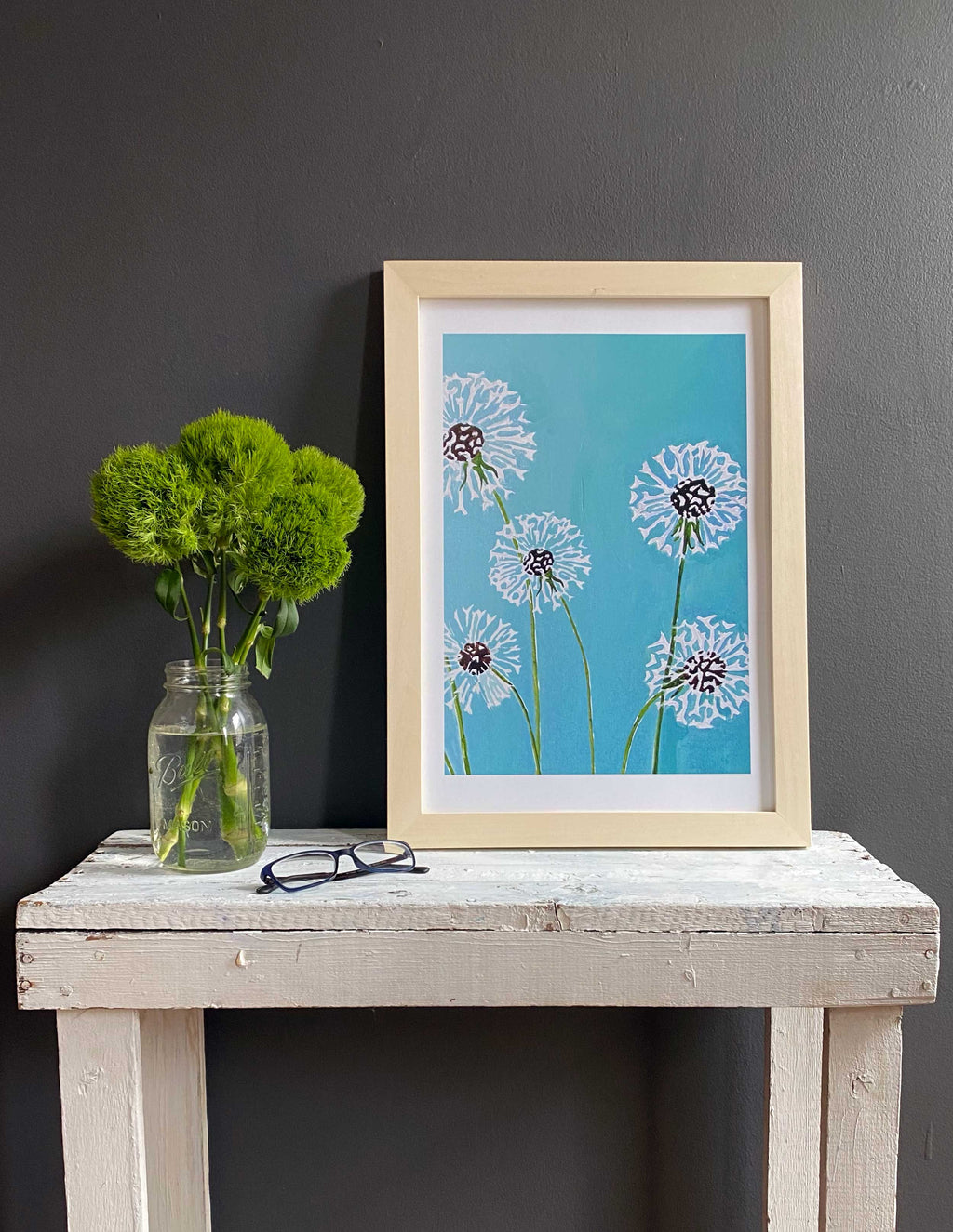 Dandelions on Aqua | Signed Oil Painting Print | Faith & Hope Wall Art