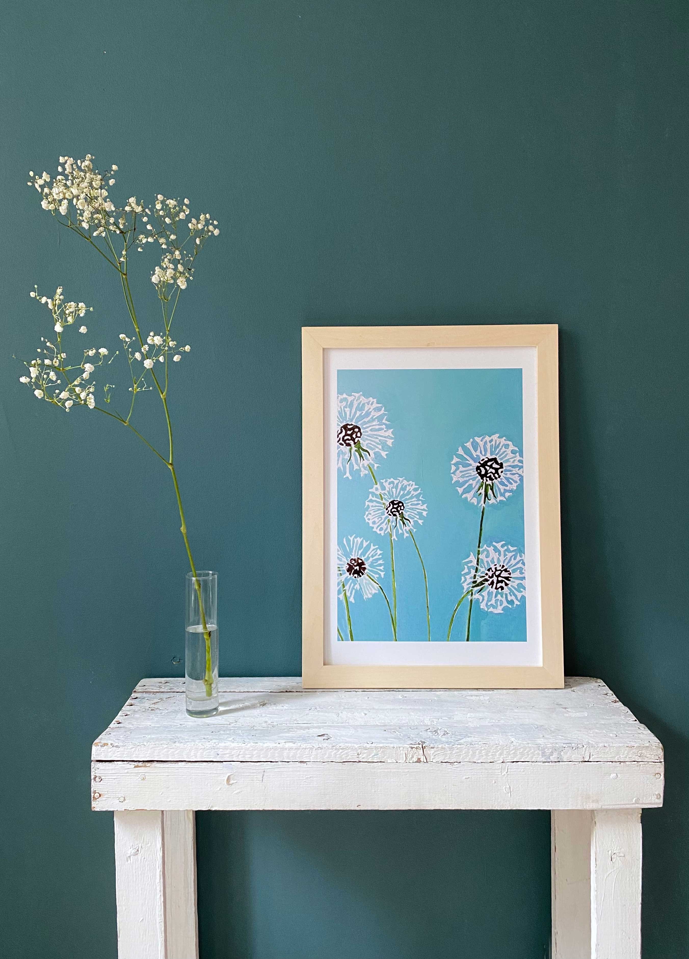 Dandelions on Aqua | Signed Oil Painting Print | Faith & Hope Wall Art