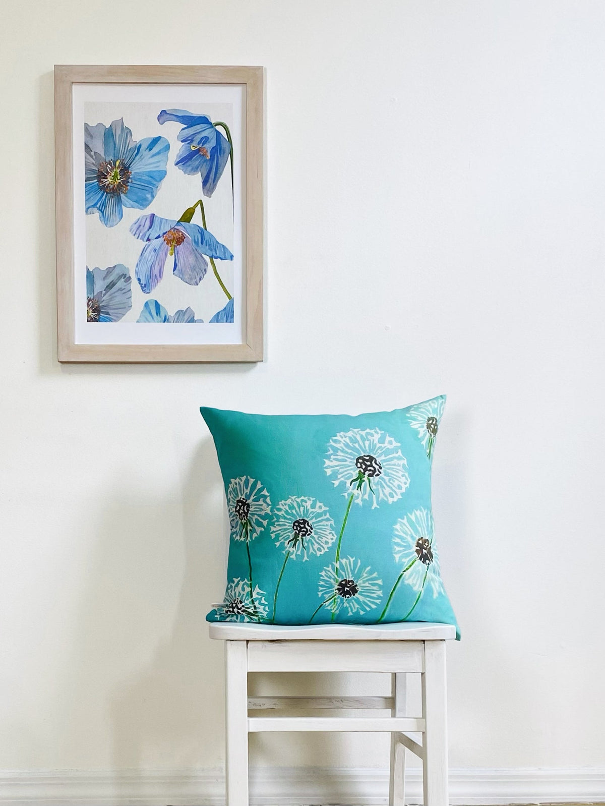 Art Print:  Himalayan Blue Poppies on Ecru