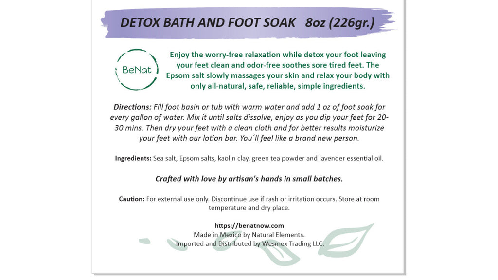 Bath & Foot Soak | Sea Salt | Epsom Salt | Kaolin Clay | Green Tea | Lavender | Small Batch | All Natural | BeNat