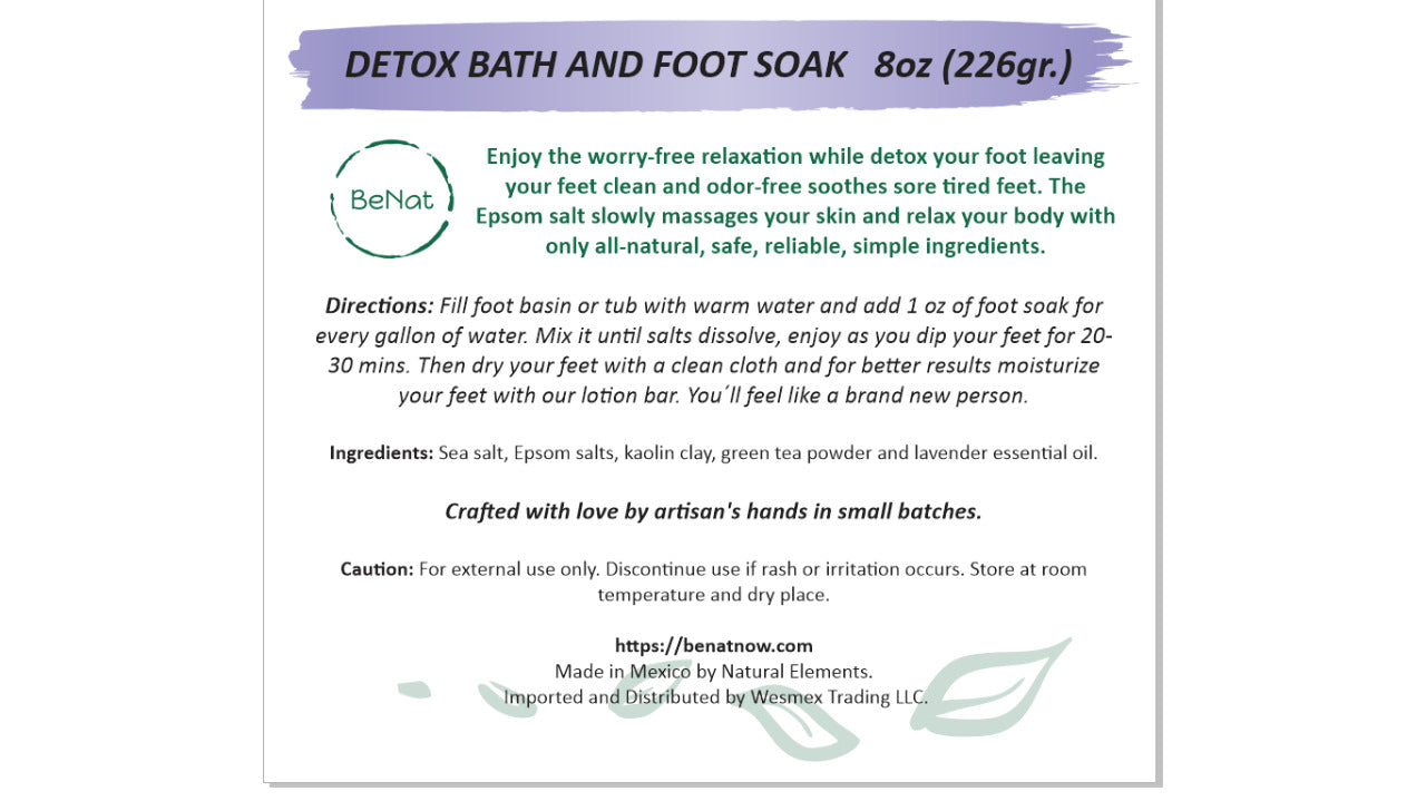 Bath & Foot Soak | Sea Salt | Epsom Salt | Kaolin Clay | Green Tea | Lavender | Small Batch | All Natural | BeNat