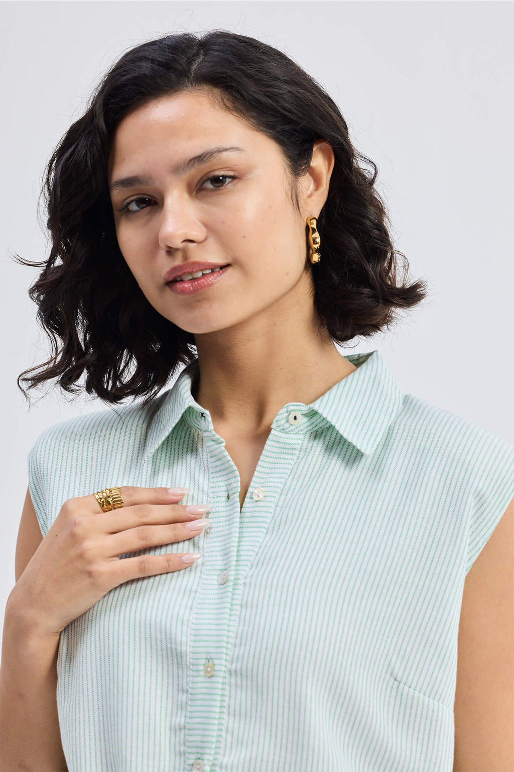 Striped 100% Cotton Seersucker Drawstring Shirt Dress | Pockets | XS-3XL