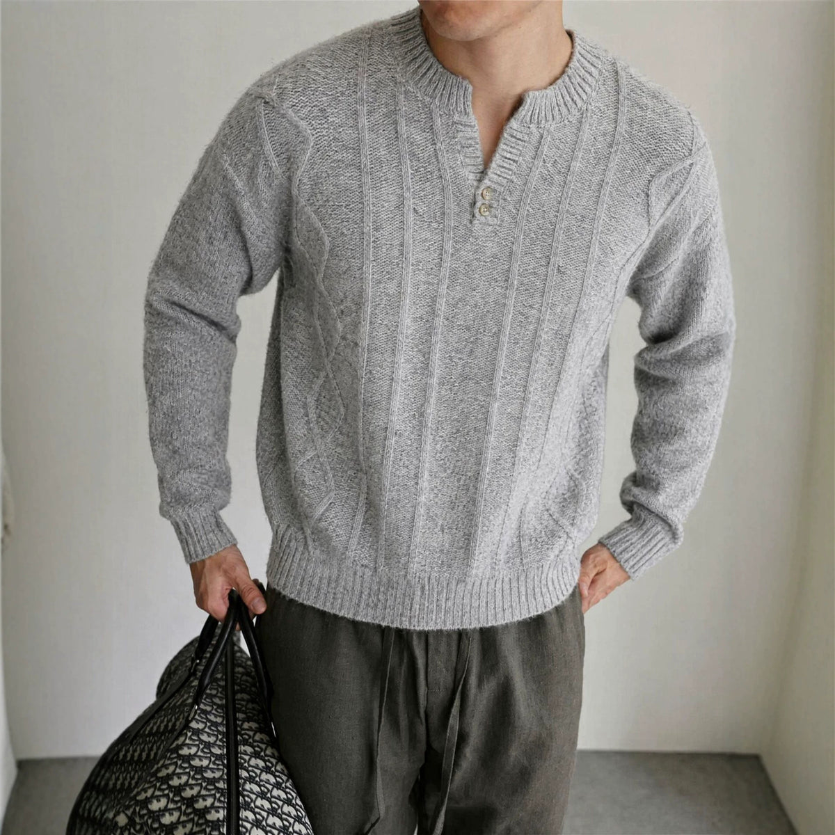 V-neck loose long sleeved sweater