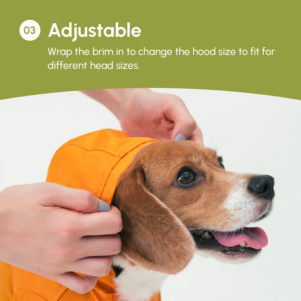 Adjustable Dog Raincoat | Convertible Hood | Waterproof | Olive | XS–XXL