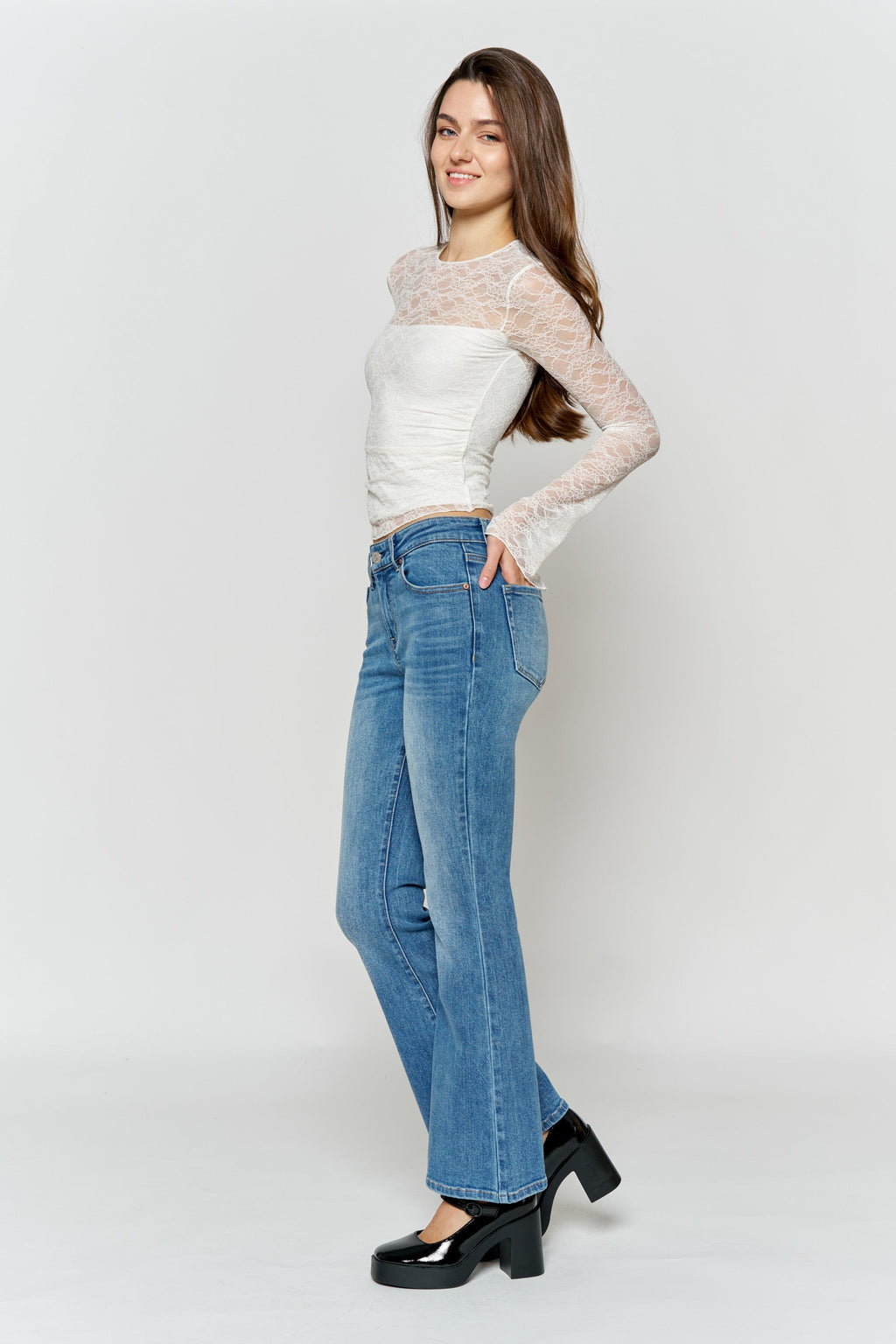 High Rise Ankle Bootcut Jeans